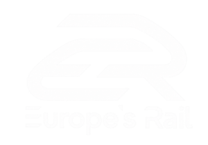 Logotipo blanco de Europe’s Rail